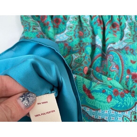 Chelsea & Violet Sz S Split Sleeve Shift Tunic Dress Blouson Paisley Print Green - Picture 12 of 13